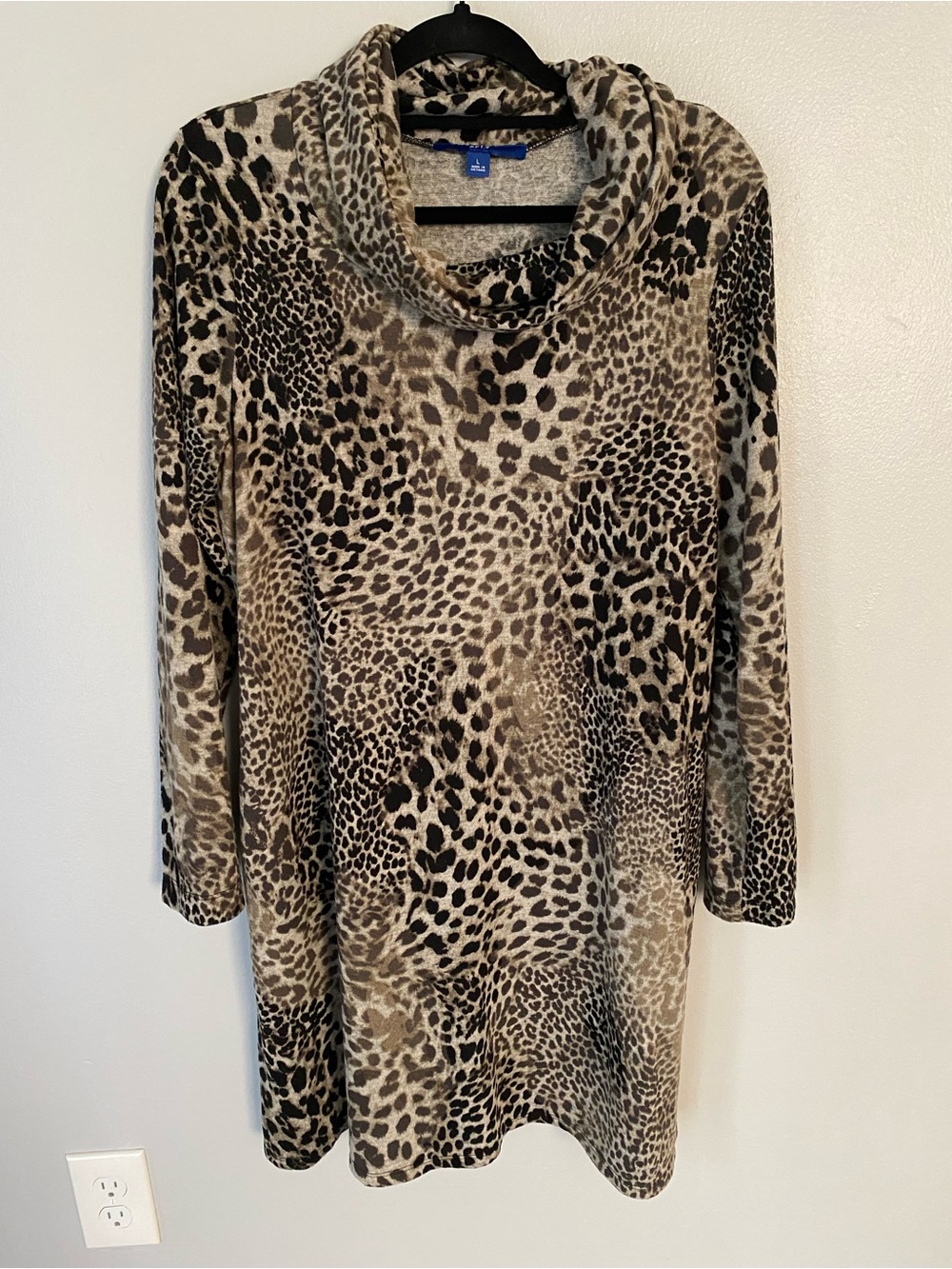 Apt. 9 Leopard Print Cowl Neck Dress - Beige & Black
